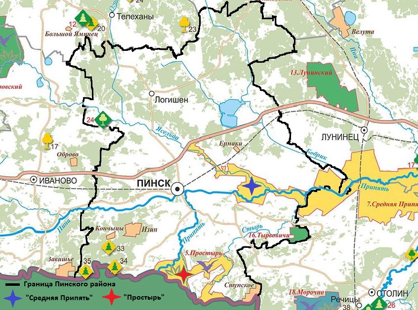 Карта пинска с достопримечательностями